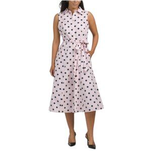 calvin klein pink polka dot dress Calvin Klein | Dresses | Calvin Klein Pink Polka Dot Midi Dress With Side  Tie